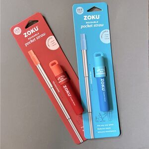 TWO Zoku Reusable Pocket Straws